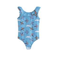 Birds In The Sky Kids  Frill Swimsuit by SychEva