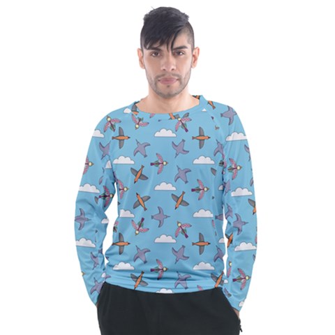 Birds In The Sky Men s Long Sleeve Raglan Tee by SychEva