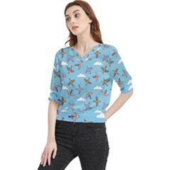 Birds In The Sky Quarter Sleeve Blouse