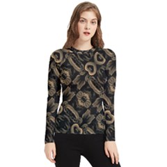 Modern Intricate Print Pattern Women s Long Sleeve Rash Guard by dflcprintsclothing