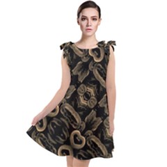 Modern Intricate Print Pattern Tie Up Tunic Dress by dflcprintsclothing