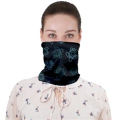 Blue Turtles On Black Face Covering Bandana (adult) by contemporary