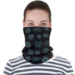 Blue Turtles On Black Face Seamless Bandana (adult) by contemporary