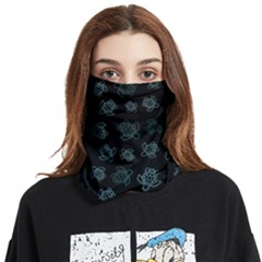 Blue Turtles On Black Face Covering Bandana (two Sides) by contemporary