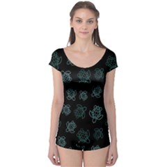 Blue Turtles On Black Boyleg Leotard  by contemporary