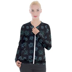 Blue Turtles On Black Casual Zip Up Jacket by contemporary