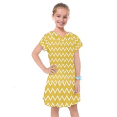 Chevroncolorsblancjaune76 Kids  Drop Waist Dress