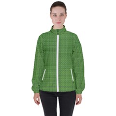 Green Knitted Pattern Women s High Neck Windbreaker by goljakoff