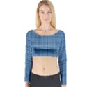 Blue knitted pattern Long Sleeve Crop Top View1