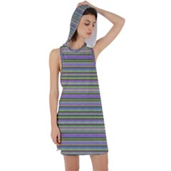 Line Knitted Pattern Racer Back Hoodie Dress by goljakoff