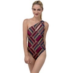 Zig Zag Knitted Pattern To One Side Swimsuit by goljakoff