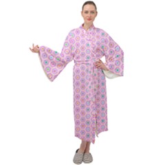 Hexagonal Pattern Unidirectional Maxi Velour Kimono by Dutashop