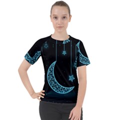 Moon Star Neon Wallpaper Women s Sport Raglan Tee