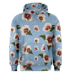 Delicate Hibiscus Flowers On A Blue Background Men s Core Hoodie by SychEva