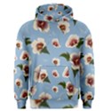 delicate hibiscus flowers on a blue background Men s Core Hoodie View1