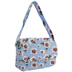 Delicate Hibiscus Flowers On A Blue Background Courier Bag by SychEva