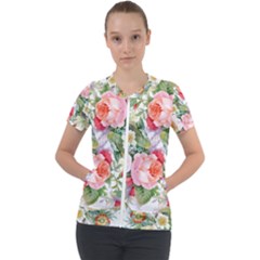 Garden Flowers Short Sleeve Zip Up Jacket by goljakoff