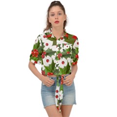 Christmas Berry Tie Front Shirt  by goljakoff