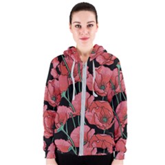 Poppy Flowers Women s Zipper Hoodie by goljakoff