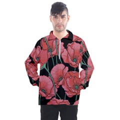 Poppy Flowers Men s Half Zip Pullover by goljakoff