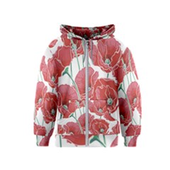 Red Poppy Flowers Kids  Zipper Hoodie by goljakoff