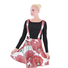 Red Poppy Flowers Suspender Skater Skirt by goljakoff