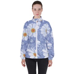 Chamomile Flowers Women s High Neck Windbreaker by goljakoff