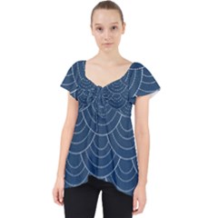 Blue Sashiko Plaid Lace Front Dolly Top by goljakoff