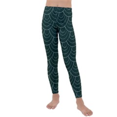 Green Sashiko Pattern Kids  Lightweight Velour Leggings by goljakoff