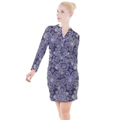 Flowers Mandala Ornament Button Long Sleeve Dress by goljakoff