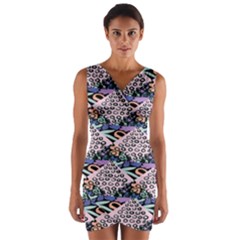 Diamond Spots Wrap Front Bodycon Dress