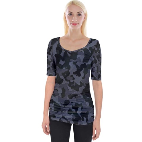 Camouflage Violet Wide Neckline Tee by kcreatif