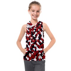 Camouflage Rouge Kids  Sleeveless Hoodie by kcreatif