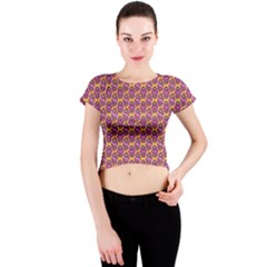 Geometric Groovy Pattern Crew Neck Crop Top by designsbymallika