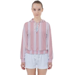 Bandes Blanc/rose Clair Women s Tie Up Sweat by kcreatif