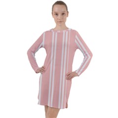 Bandes Blanc/rose Clair Long Sleeve Hoodie Dress by kcreatif