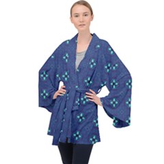 Mushrooms In The Meadow  Long Sleeve Velvet Kimono  by SychEva