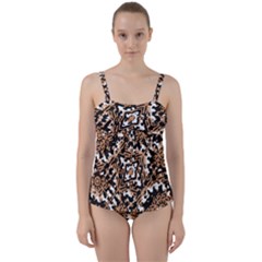 Modern Tribal Geometric Print Design Twist Front Tankini Set by dflcprintsclothing