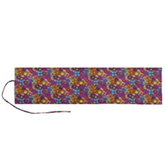 Groovy Floral Pattern Roll Up Canvas Pencil Holder (l) by designsbymallika