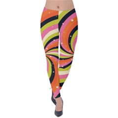 Psychedelic Groovy Orange Velvet Leggings by designsbymallika