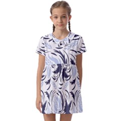 Folk Floral Pattern  Flowers Print  Kids  Asymmetric Collar Dress by Eskimos