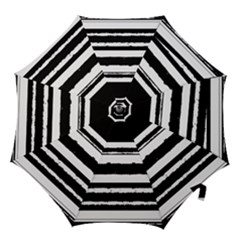 Bandes Abstrait Blanc/noir Hook Handle Umbrellas (medium) by kcreatif