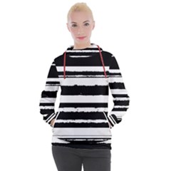 Bandes Abstrait Blanc/noir Women s Hooded Pullover by kcreatif