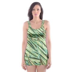 Green Leaves Skater Dress Swimsuit by goljakoff