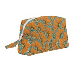 Orange Flowers Wristlet Pouch Bag (medium) by goljakoff