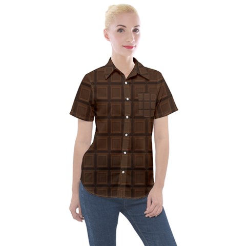 Chocolate Women s Short Sleeve Pocket Shirt by goljakoff