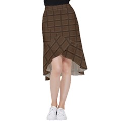 Milk Chocolate Frill Hi Low Chiffon Skirt by goljakoff