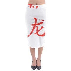 Dragon Hieroglyph Midi Pencil Skirt by goljakoff