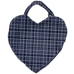 Pattern Carreaux Bleu/blanc Giant Heart Shaped Tote by kcreatif