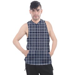 Pattern Carreaux Bleu/blanc Men s Sleeveless Hoodie by kcreatif